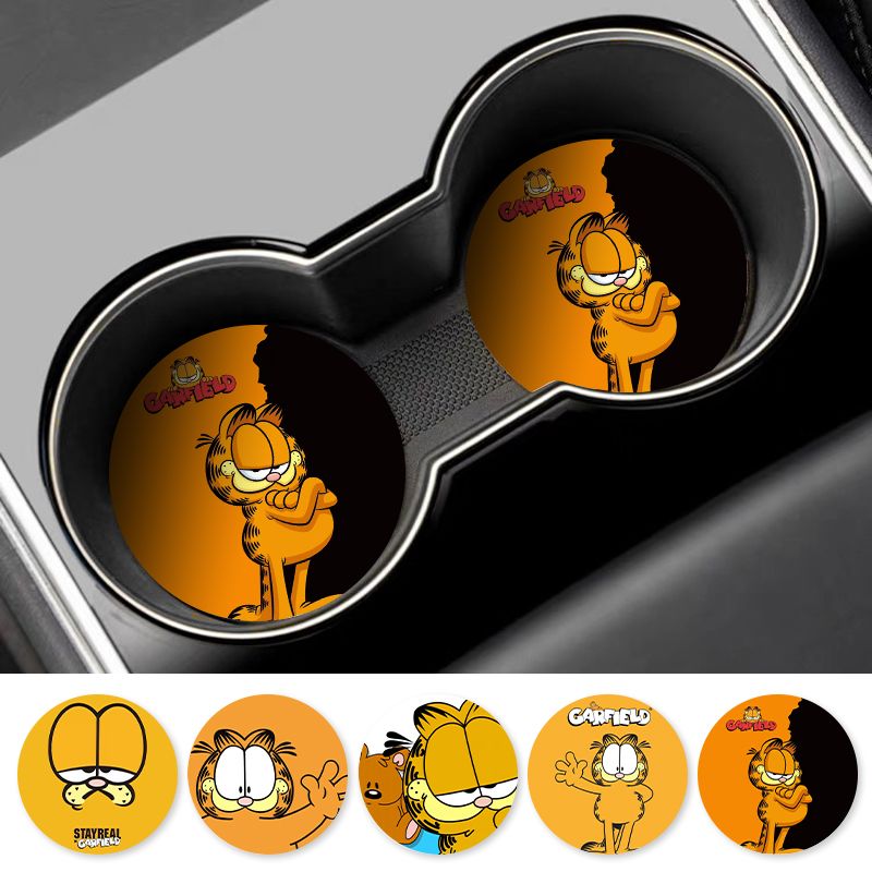 Tablet Car Accessories - Cartoon Garfield Car Cup Coaster Universal