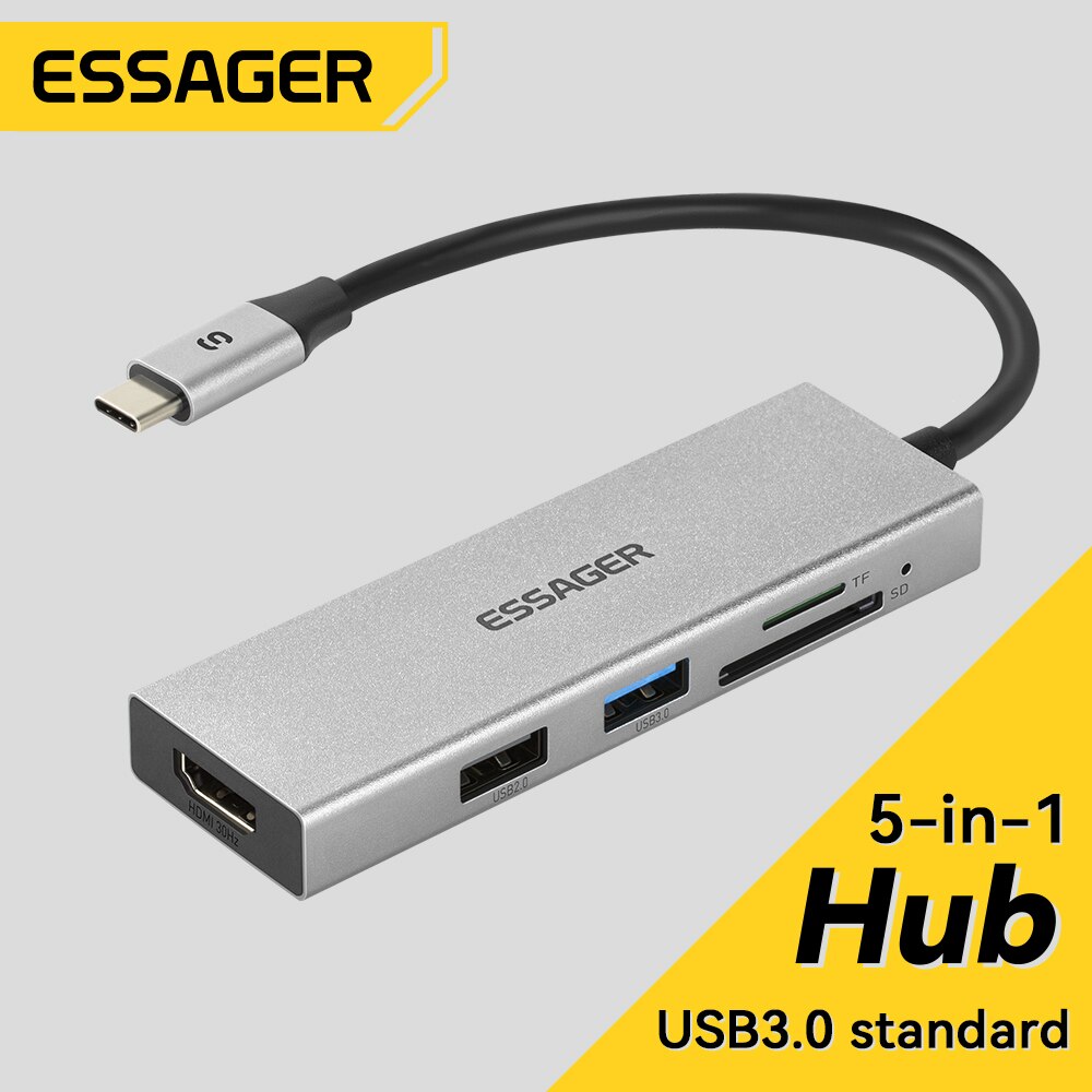 Essager 5 in 1 USB C HUB HDMI- - đánh giá và giá Hdmi Adapter Tablet