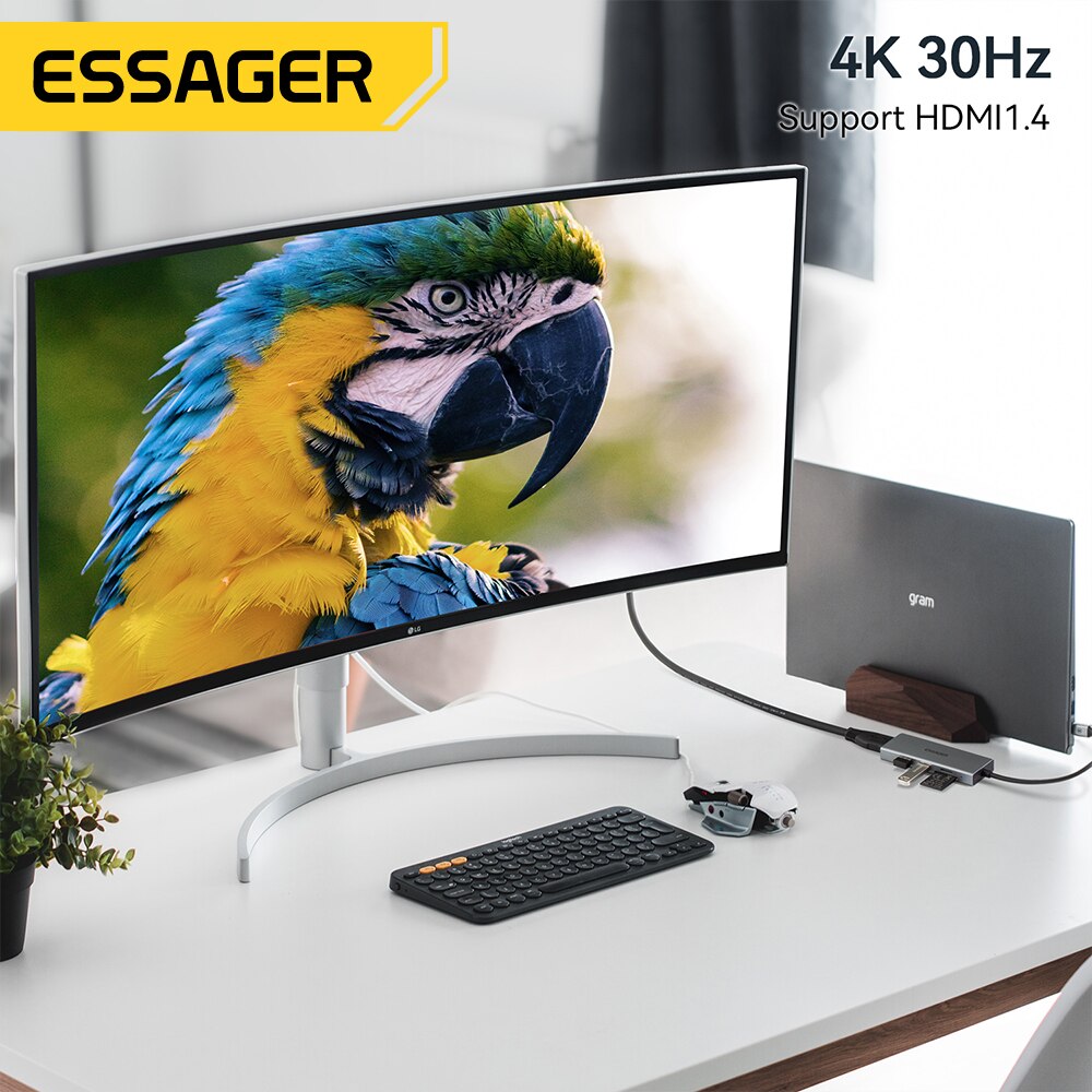 Essager 5 in 1 USB C HUB HDMI- - đánh giá và giá Hdmi Adapter Tablet