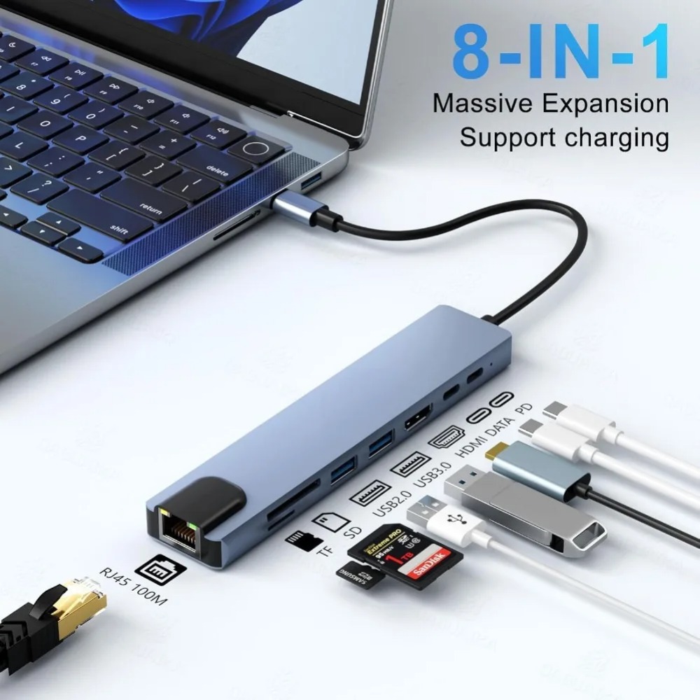 USB C Hub 8/7 in 1 4K HDMI Ada - đánh giá và giá Hdmi Adapter Tablet