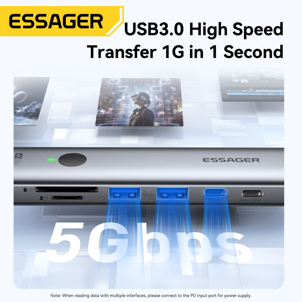 Essager USB C HUB 4K 7-in-1 Ty - đánh giá và giá Hdmi Adapter Tablet